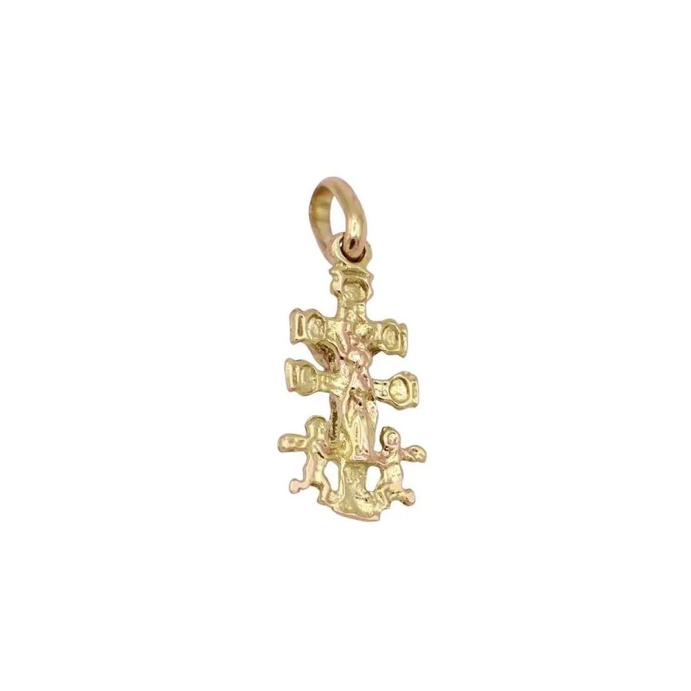 18k gold Caravaca cross pendant 15x8 mm with loop