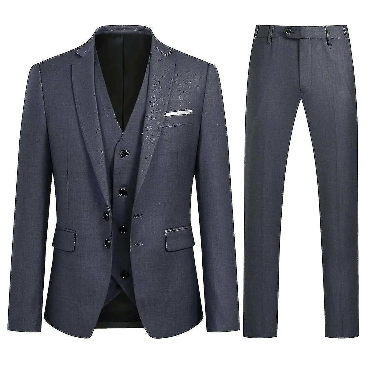 3 Piece Men's Wedding Suit Tuxedo Blazer Vest Pants Black