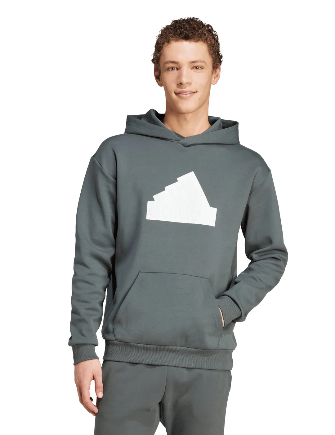 adidas hoodie men with front logo, green