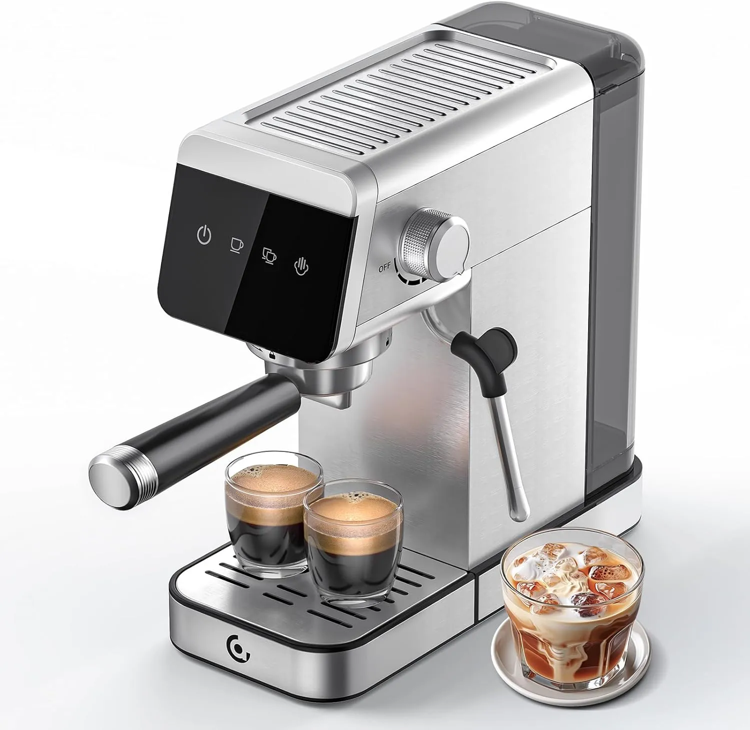 AMZCHEF Cafetera Espresso de 20 Bares con Pantalla LED Cafetera Todo en Uno con Depósito Extraíble de 1,2 Litros para Regalos de
