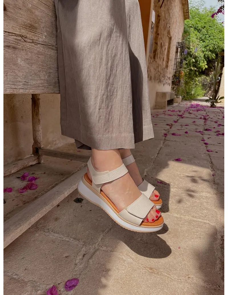 Beige leather sandals - MORIS
