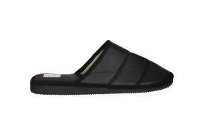 Black Cloth Slippers Rubber Sole