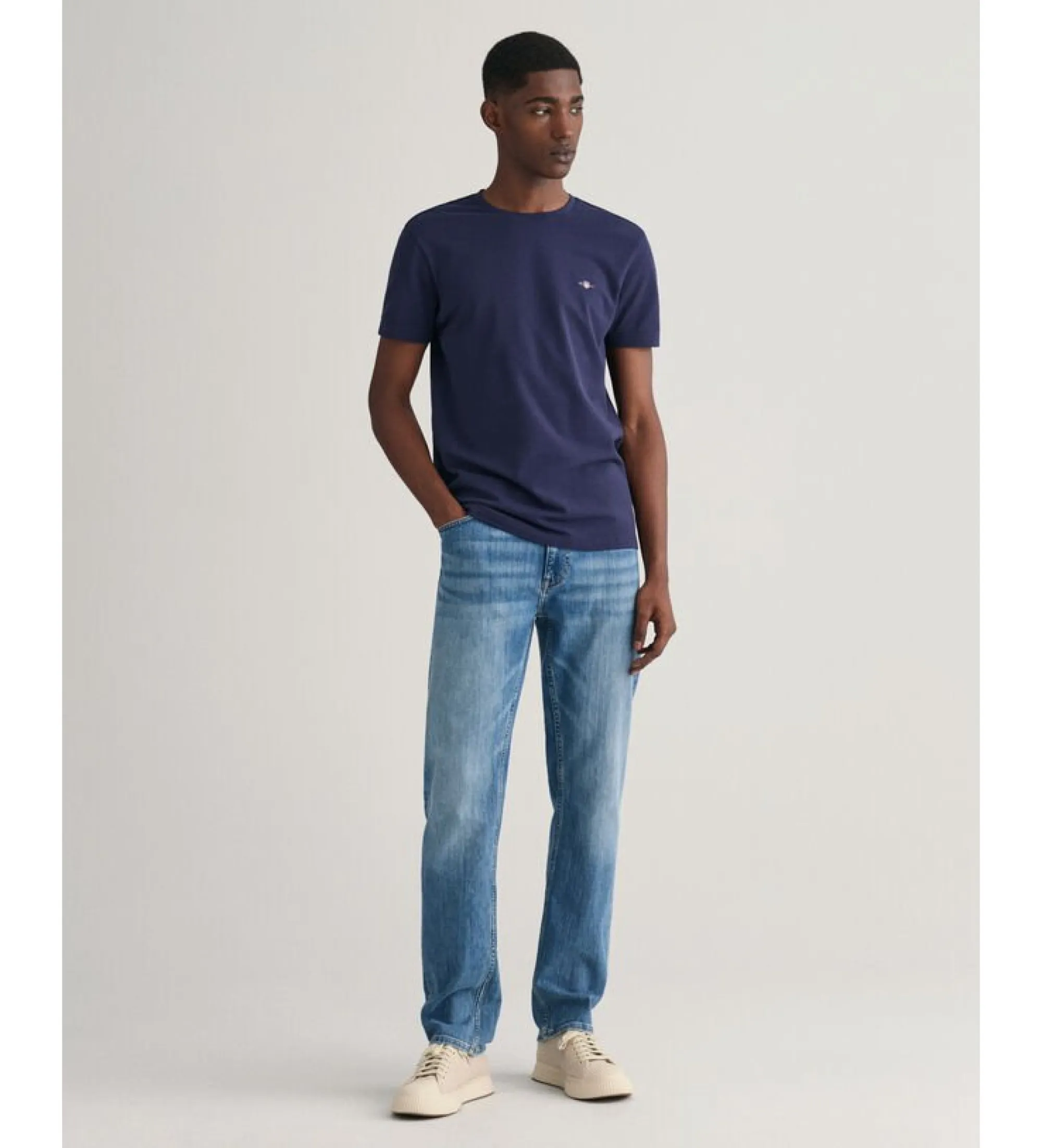 Blue piqué polo shirt
