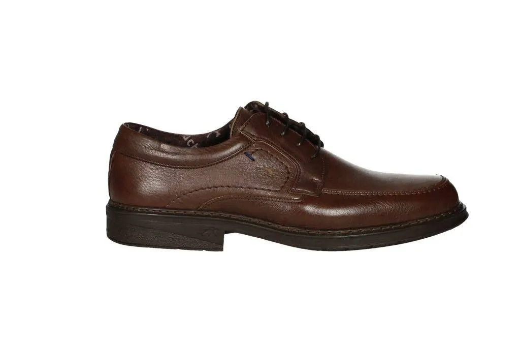 Brown Leather Blucher Shoes with Rubber Sole