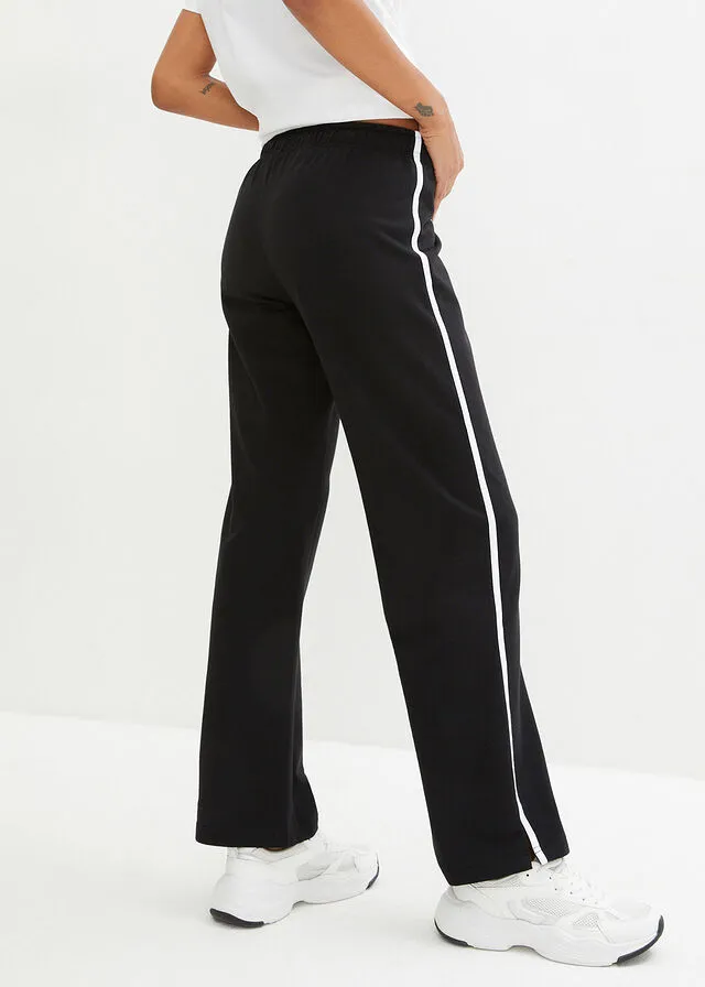 Cotton Straight-Cut Jogger Pants (2 Pairs) Black-Black