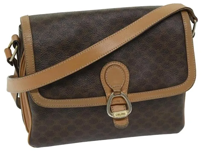 Céline CELINE Macadam Canvas Bandolera Cuero PVC Marrón Auth yk11104 Castaño 