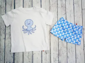 Cóndor Boy's Octopus T-shirt and Swim Trunks Set.