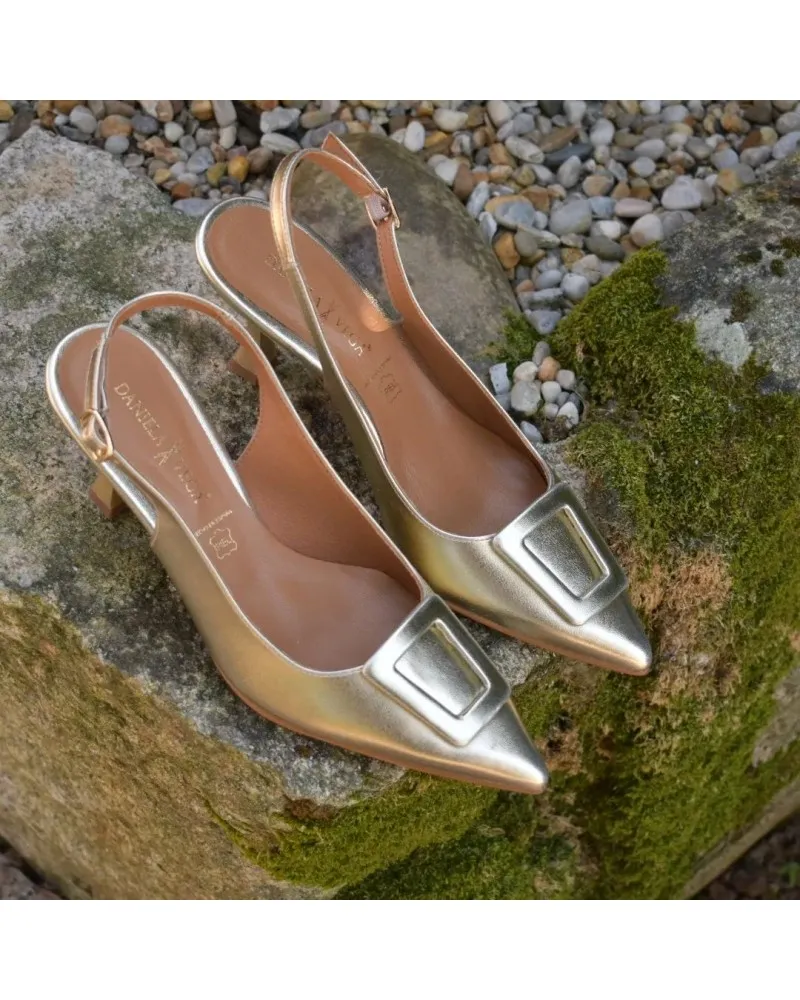 Daniela Vega 2380 Gold Party Shoes without Heel