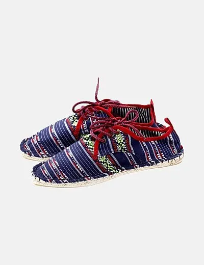 Ethnic Canvas Espadrille with Red Trim - MIMMËKO