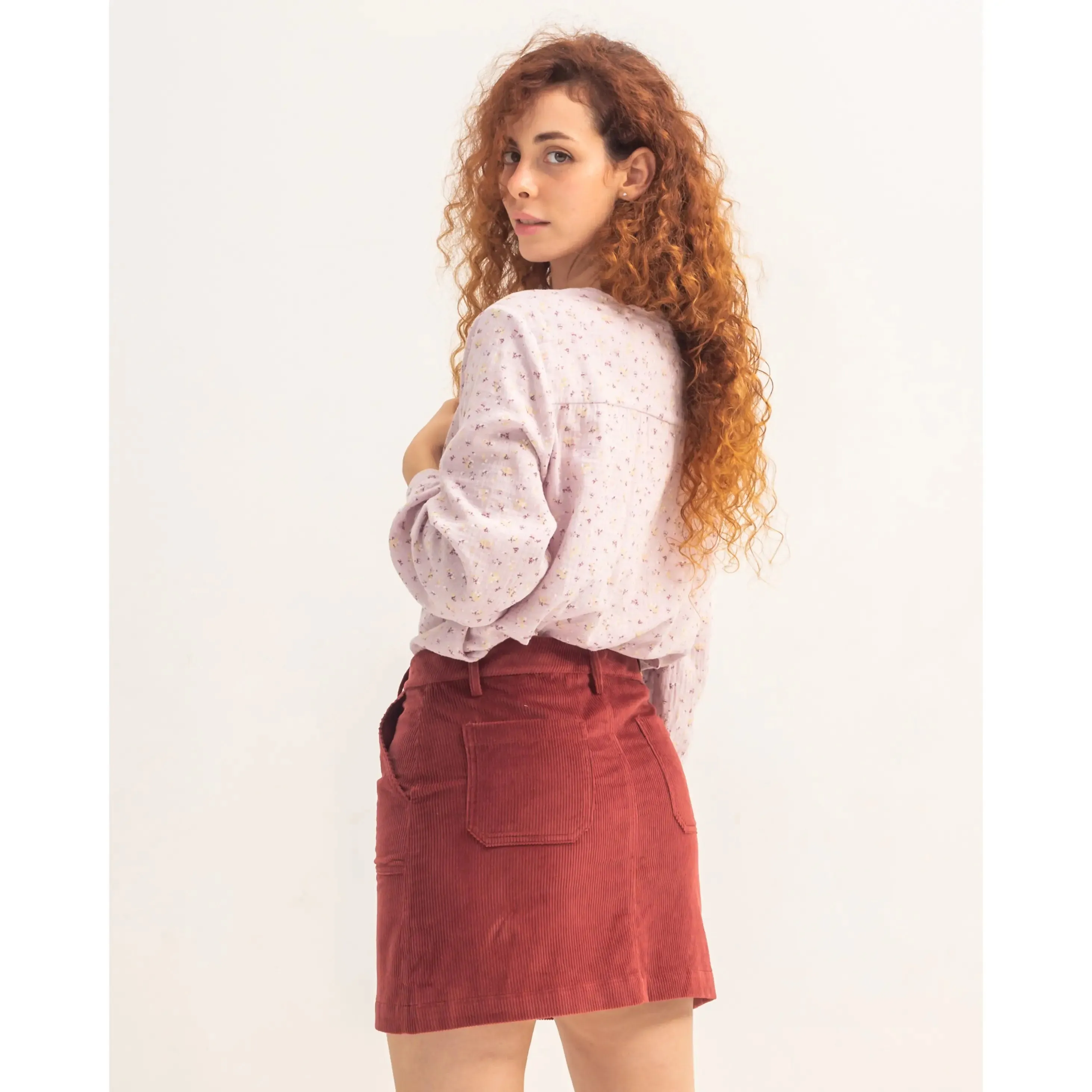 Falda Romina Burdeos
