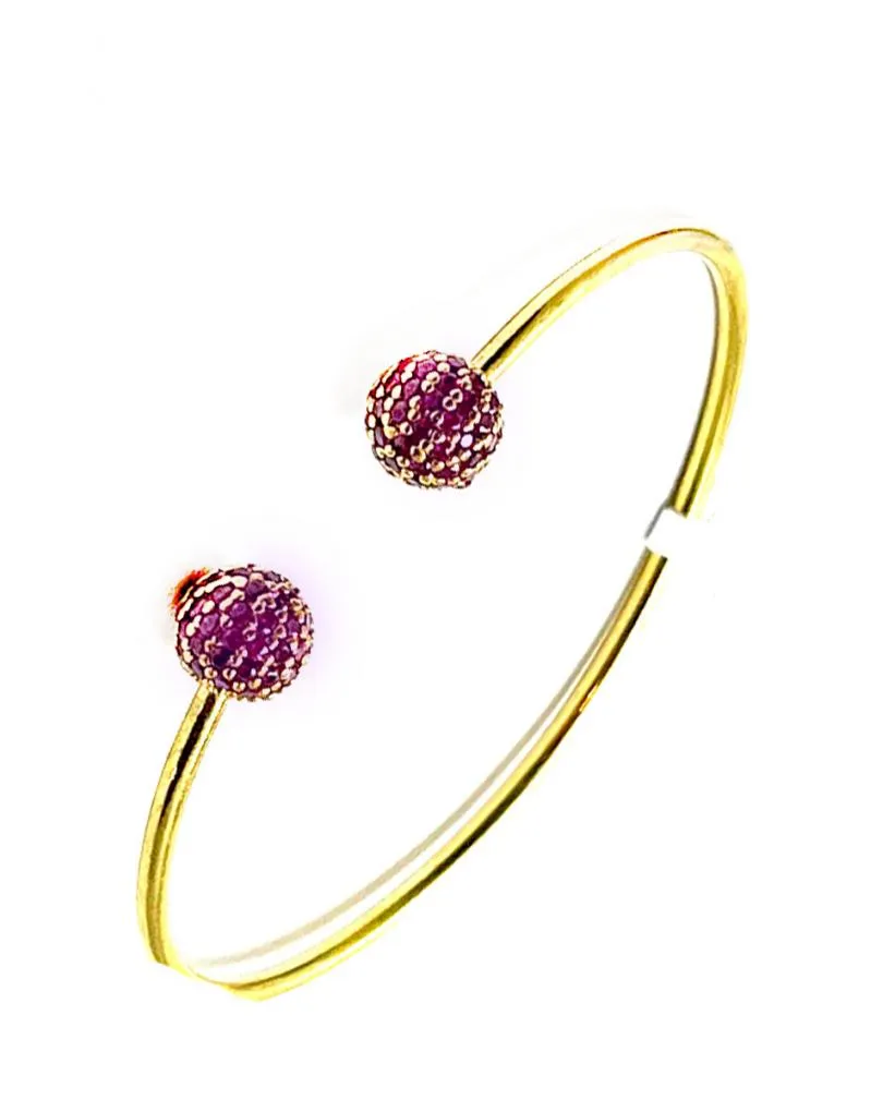 Fuchsia Beaded Gold-Plated Women's Bracelet