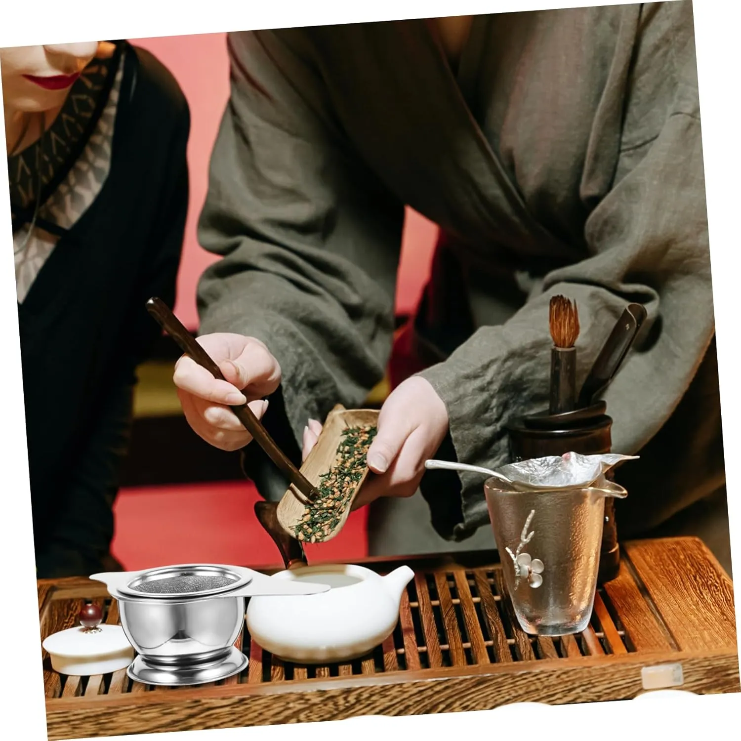 GRADENEVE Colador De Té De Té De Acero Inoxidable Con Soporte Filtro De Malla Con Asa