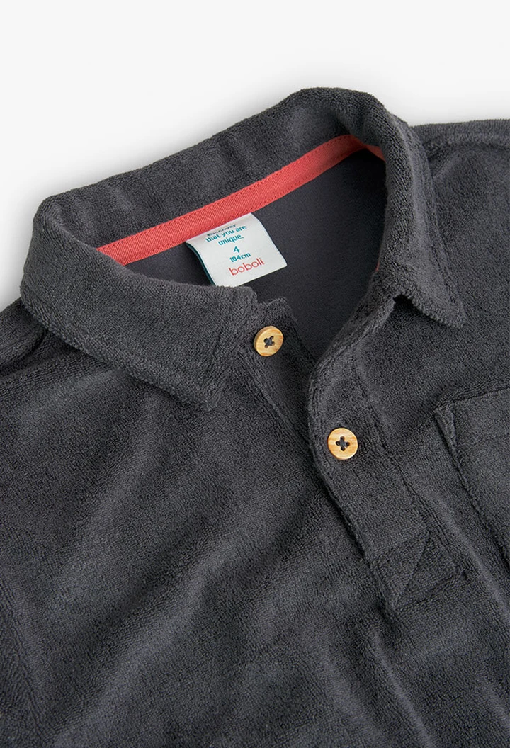 Gray kids' terry cloth polo