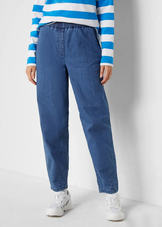 High Waisted Comfortable Mid Blue Distressed Jeans