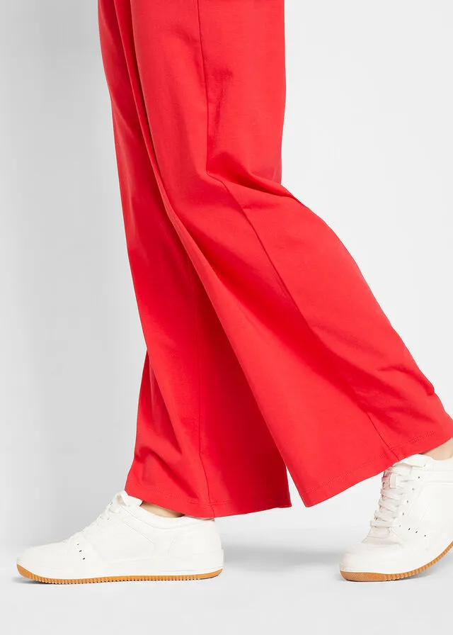 Intense Red Wide Cotton Jogger Pants