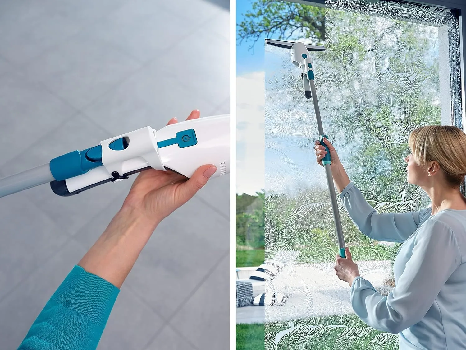 Leifheit Aspirador de ventanas Nemo, limpiacristales recargable ideal para mamparas, aspirador limpiacristales con 45 min. de ba