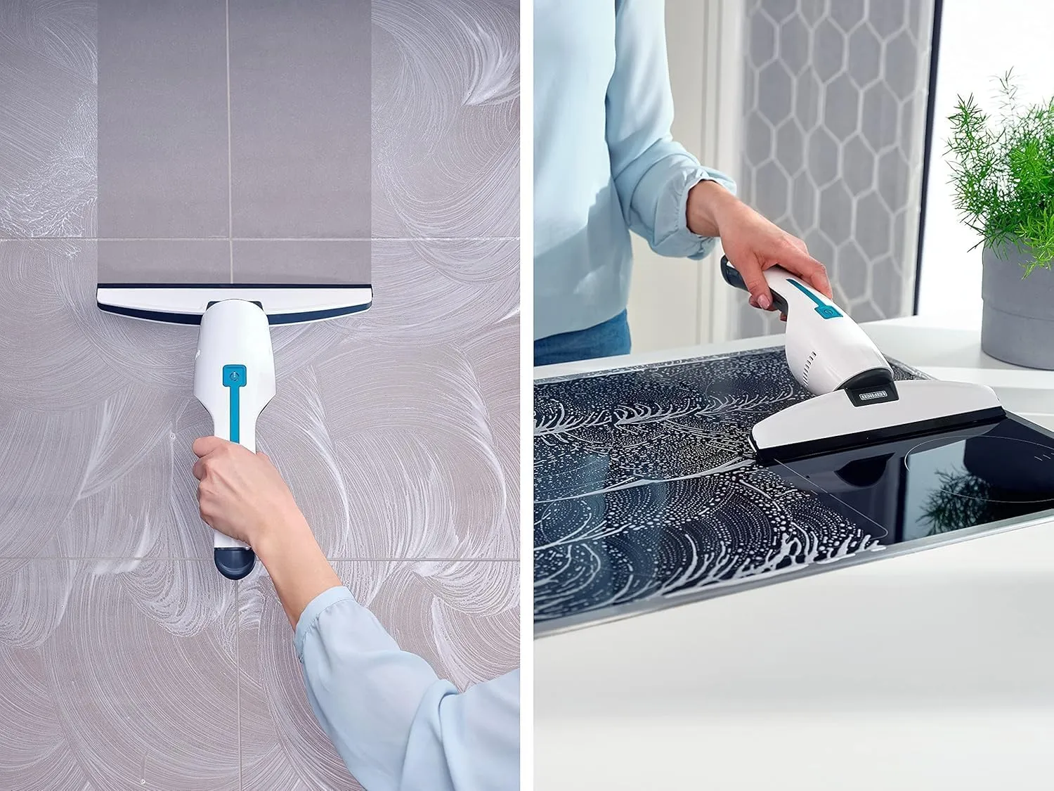 Leifheit Aspirador de ventanas Nemo, limpiacristales recargable ideal para mamparas, aspirador limpiacristales con 45 min. de ba