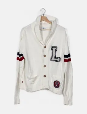 Levi's White Knit Jacket with Letter Print