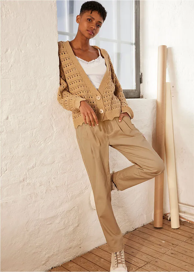 New Beige Openwork Pattern Cardigan - Best Suggestions