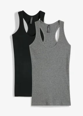 Pack de dos tops de punto negro y gris moteado