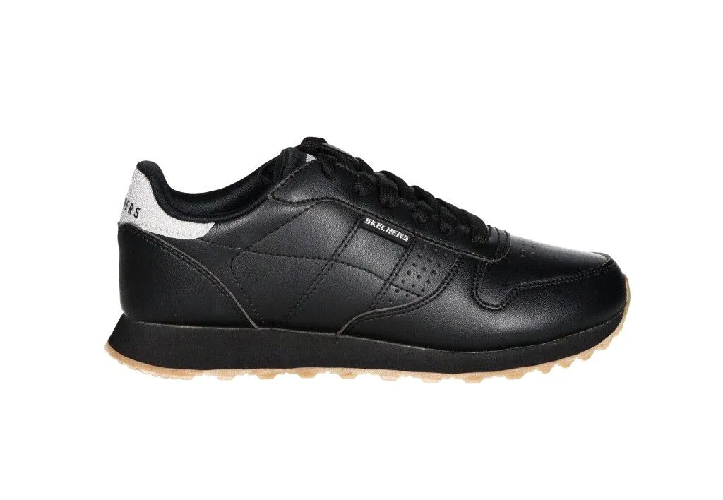 Shiny Silver Heel Rubber Sole Sneaker