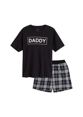 Short black plaid pajamas