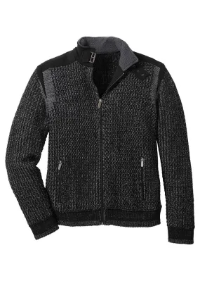 Textured Black-Grey Smoke Knit Jacket