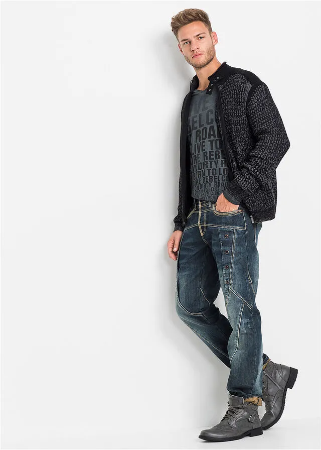 Textured Black-Grey Smoke Knit Jacket