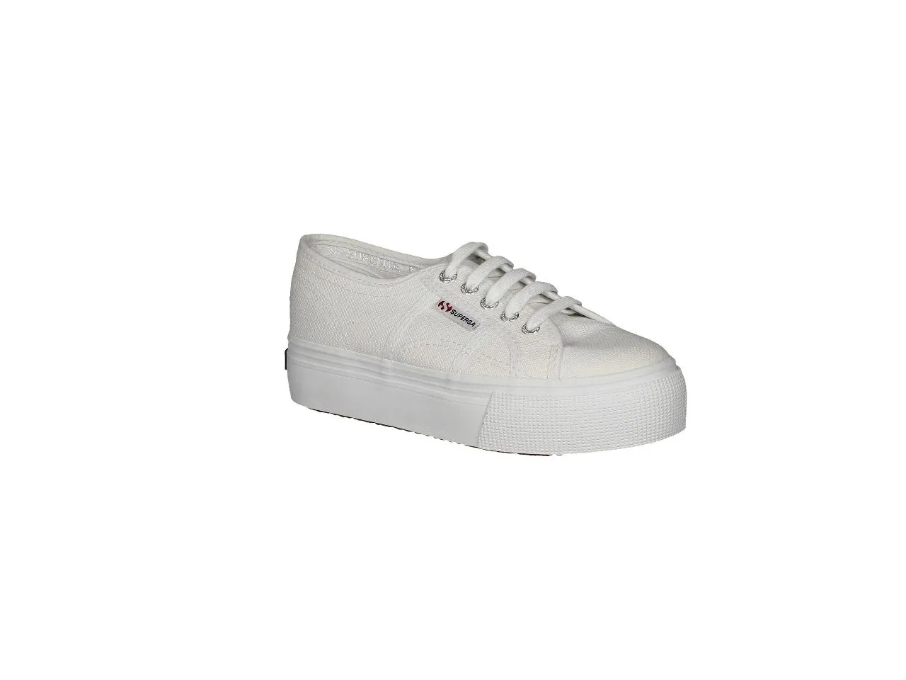 White Canvas Sneakers with Double Rubber Sole.