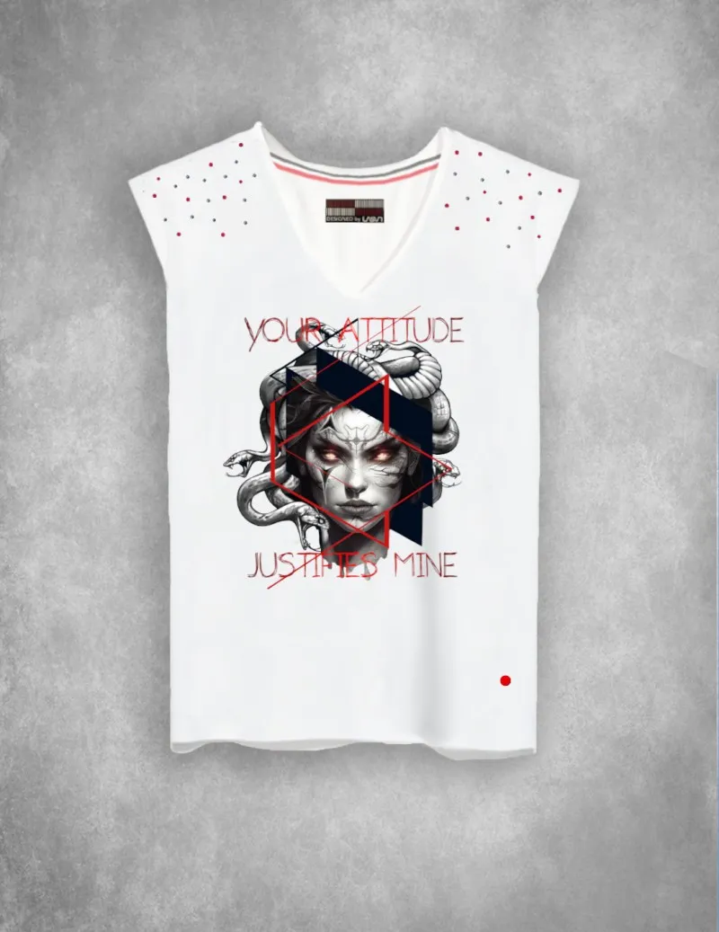 Women's white ATTITUDE t-shirt