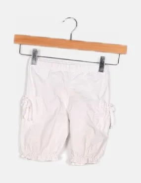 Zara White Fabric Pants with Elastic Hem